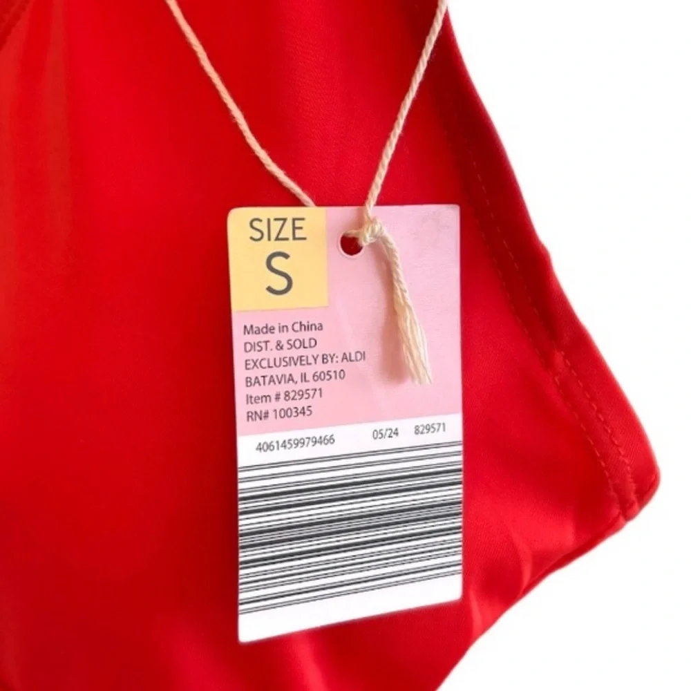 Swimsuit Slimming One Piece Plunge V Neckline Sunset Coral Red Orange Size Small